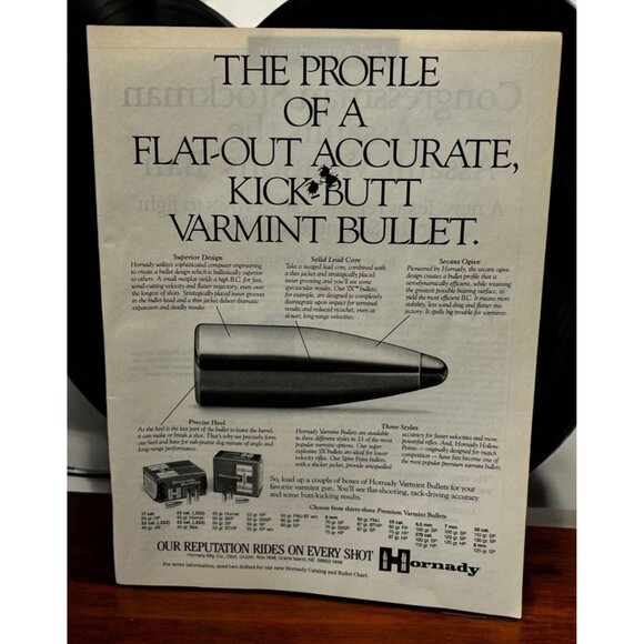 Hornady Varmint Bullets Vintage Print Ad 1990s Flat-Out Accurate Ammo Profile - Picture 1 of 6